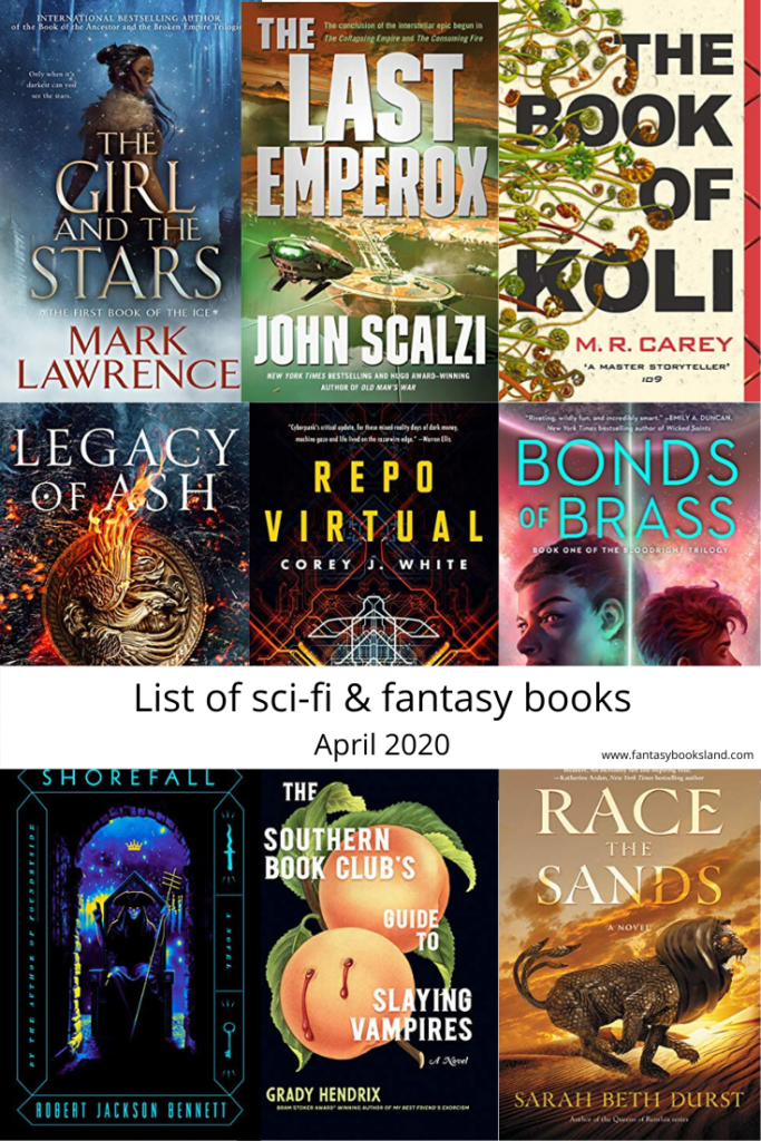 List of science fiction & fantasy books - April 2020 - set image with book covers